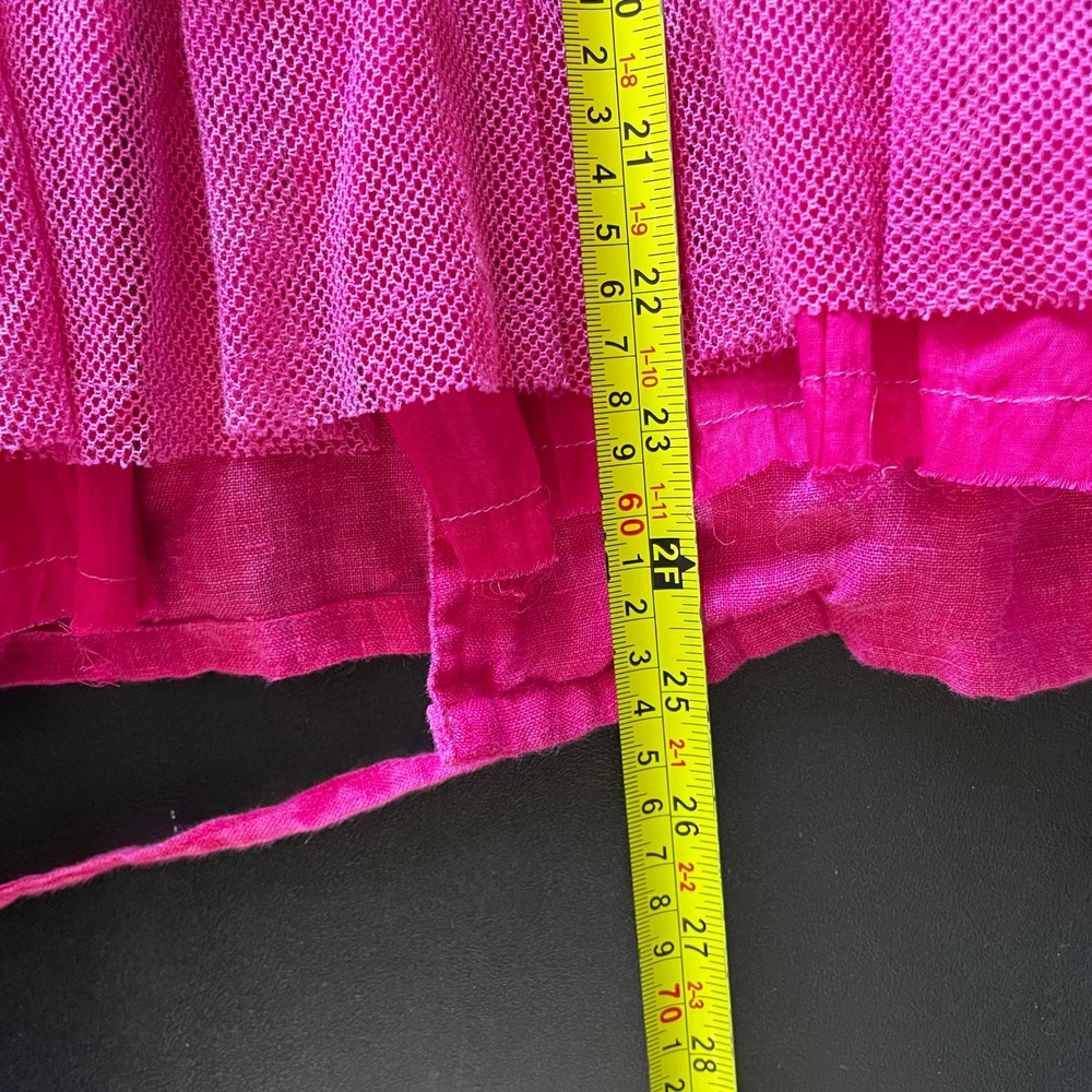 Krista Larson 100% Linen Hot Pink Tie Waist Peplum Blouse Jacket OS Lagenlook - Picture 8 of 9